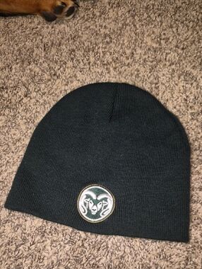 Rams Logo Green Beanie Hat - Men's Winter Knit Cap